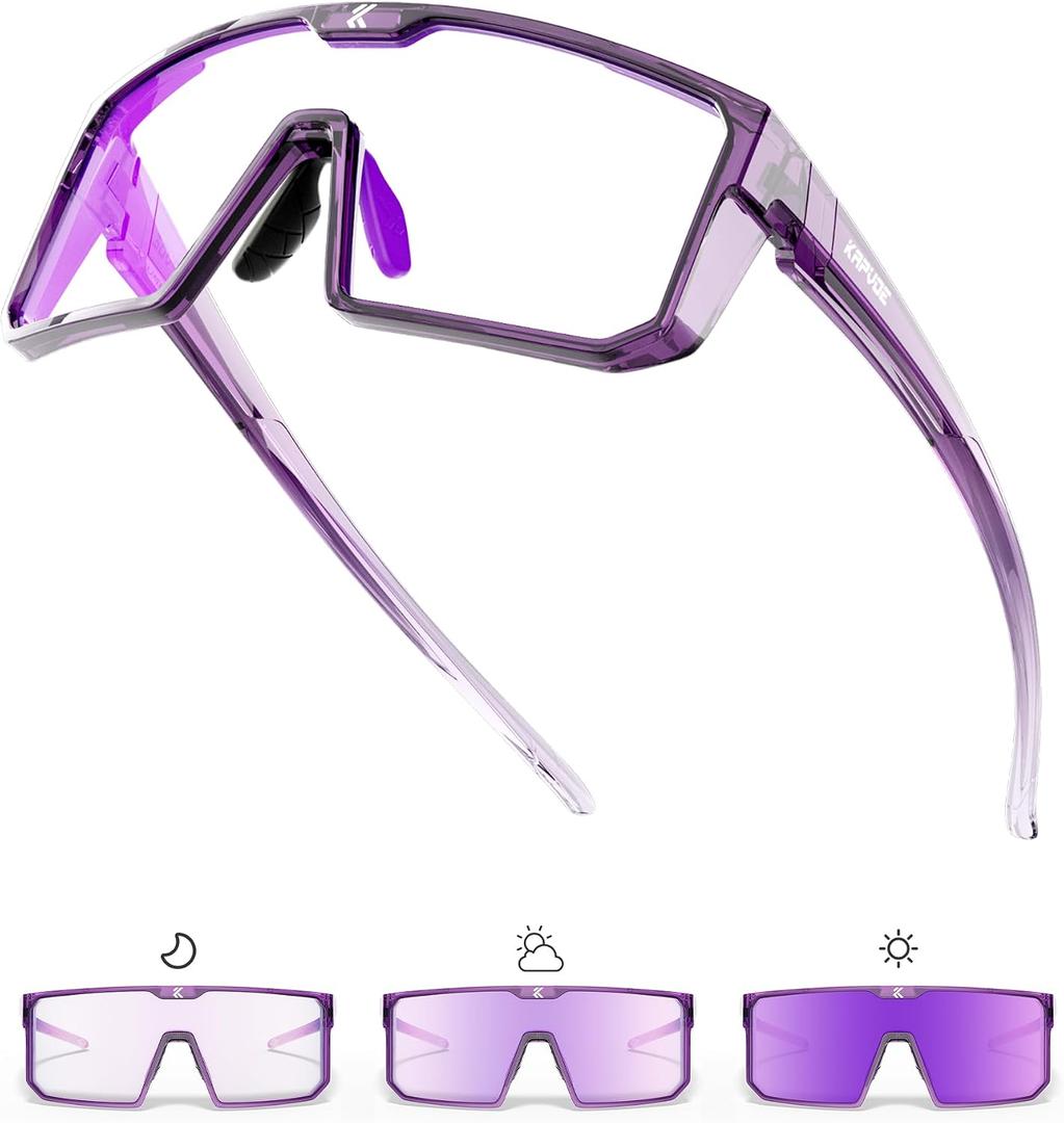 KAPVOE Photochromic Cycling Glasses Men Women Clear Mountain Bike Sunglasses MTB Bicycle Riding Sports Triathlon Running K232