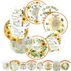 Gejoy 24 Pieces Christian Church Sunflower Foldable Flying Disc Fans Handheld Cooling Fans Multi Role Round Fans for Outdoor Games for Church Women Man Party Favors Decorations Portable, 8 Style