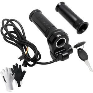Full Twist Throttle for Ridstar Q20, 3-Pin Throttle Grip Universal Fits for Electric Bike & Most E-Scooter 12V-72V Wide Voltage, with 2 Keys Lock and Gloves, Plug and Play
