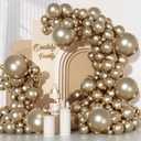 Ouddy Party 129Pcs Chrome Gold Balloons Different Sizes 18 12 10 5 Inch, 6Pcs 18Champagne Metallic Gold Balloon Arch Garland Kit, Latex Balloons for Birthday Christmas Holiday Party Decorations