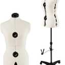 Beige Adjustable Dress Form Mannequin for Sewing Female Size 6-14, Pinnable Model Body with 13 Dials, Detachable Casters, 42.5"-60" Height Range for Clothing Display, Small to Medium