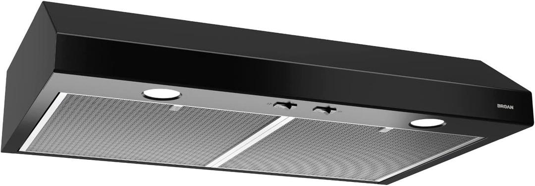 Broan-NuTone BCSD130BL Glacier 30-inch Under-Cabinet 4-Way Convertible Range Hood with 2-Speed Exhaust Fan and Light, Black