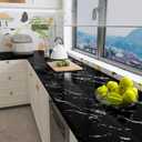 Marble Wallpaper Peel and Stick for Countertop Black 35" x 393.7"
