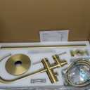 Freestanding Tub Faucet Floor Mount Tub Fillers, Senhozi Brushed Gold Free Standing Tub Faucets, Mixer Tap Two Handle Gold Freestanding Bathtub Faucet with Hand Shower, SE-3001-BG
