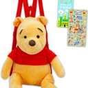 Winnie The Pooh Plushie Backpack Set - Bundle with 16" Disney Plush Doll with Carrying Straps Plus Stickers, More | Pooh Bear Plush Bag