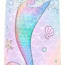 Ntswasd Girls Insulated Water Bottle with Covered Pop-Up Straw,16 oz Kids Cups with Stainless Steel Leak Proof for School Pink（Mermaid）