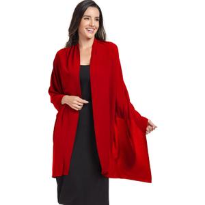 Chiffon Shawl and Wraps for Women Warm Scarves Wedding Evening Bridal Scarfs Pashmina Shawls (Red)