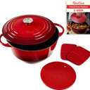 Uno Casa Enameled Cast Iron Dutch Oven - Red - 6Qt Dutch Oven Pot with Lid, Long-Lasting Enamel Casserole Dish for Bread Baking, Stews, and Roasting - Durable Non-Stick Iron Cookware for Versatile Cooking