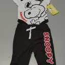Peanuts Snoopy Boys Short Sleeve Bodysuit and Pants Set for Newborn and Infants (White)