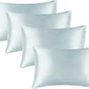 BEDELITE Satin Pillowcase for Hair and Skin, Super Soft Similar to Silk Pillow Cases 4 Pack with Envelope Closure, Cooling Pillowcases for Women Men (20"x40" King Size, Stone Blue)