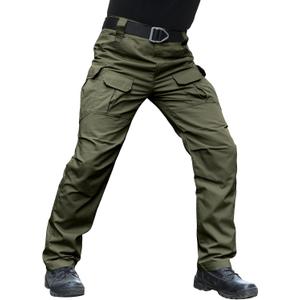 Hiwise Men's Stretch Tactical Pants Water Resistant Ripstop Cargo Pants Outdoor Lightweight EDC Work Hiking Pants (Green, L)