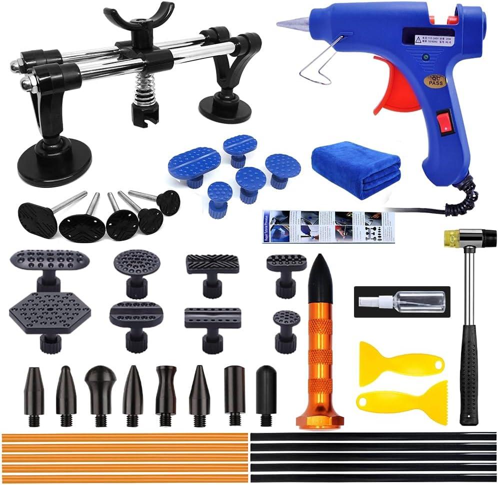 Car Dent Removal Kit, Dent Puller, Paintless Dent Repair Kit with Double Pole Bridge Dent Puller for Auto Dent Removal, Minor dents, Door Dings and Hail Damage