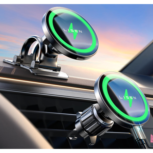 LISEN for 15W MagSafe Car Mount Charger,MagSafe Charger,Wireless Car Charger,Magnetic Phone Holder for Car,Phone Holders for Your Car Accessories for Women Men Jeep Ford F150 for iPhone 1712,Samsung