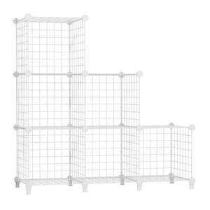 AWTATOS Wire Cube Storage Organizer, Closet Organizers and Storage, Metal 6 Cube Storage Shelves Bookshelf, Portable Closet Clothes Organizer for Bedroom, Home, Office, White