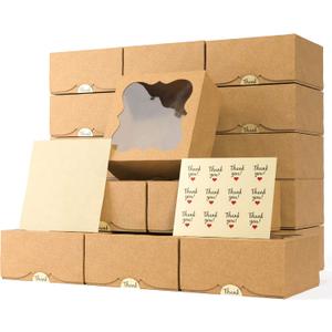 20 Pack Cookie Boxes for Gift Giving  6X6X3 Inches Bakery Boxes with Window - Extra Thick Small Cookie Containers for Treats, Desserts, Strawberries, Cupcakes, Candy, Charcuterie, Baked Goods, Pastry