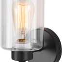1-Light Bathroom Black Vanity Light Matte Black Wall Sconce Vintage with Clear Glass Shade, Hallway Light Fixture Sconces Wall Lighting