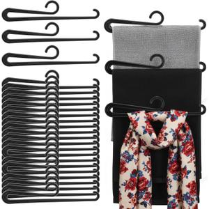 100 Pcs Plastic Scarf Hangers 7.9 Inch with Curved Bar Curved Display Hooks for Scarves Tights Leggings, Boutique Shop Vendor Show Retail Use Black
