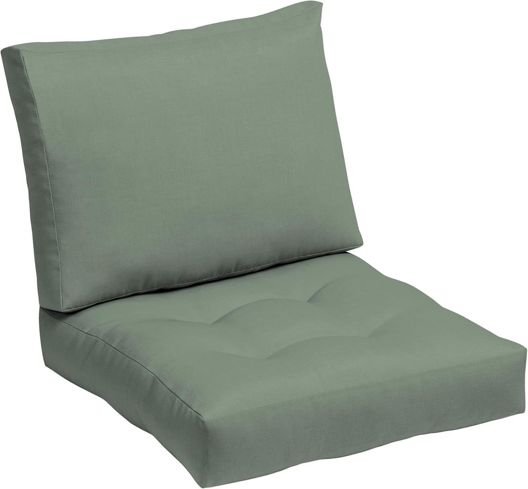 Arden earthFIBER Tufted Blowfill Deep Seat Set, 24 x 24, Rain-Proof, Fade Resistant, Deep Seat Bottom and Back Cushion for Chair, Sofa, and Couch Sage Green Texture