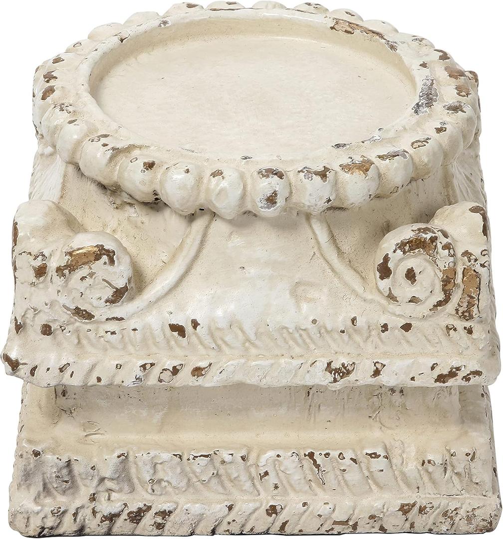 SOFE Column Pedestal Stand for Decoration Display, Distressed White Small Plant Stand, Large Candle Stand, Column Side Table, Classic Plinth Bases for Wedding Party Home Garden