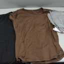 Riyiper 4 Pack Women's V Neck T Shirts, Summer Casual Short Sleeve Tops Cotton Loose Rolled Sleeve Tees 2025 Trendy Shirts (X-Large, Gray, White, Brown, Black)