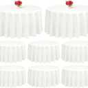 Showgeous 8 Pack Ivory Round Tablecloth 120 Inch Polyester Table Cloth Ivory Tablecloths for Round Tables Washable Decorative Fabric Table Covers for Wedding Dining Party Banquet Buffet