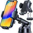 [2025 Upgrade 80LB+ Strong Suction]YRU Car Phone Holder Mount,[Bumpy Road Stable]Dashboard Cell Phone Holder for Car Air Vent Windshield Phone Stand for iPhone 16 15 14 13 Pro Max Samsung Truck, Black (Black)