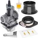 PWK 28mm Carburetor, Universal Mortorcycle Racing Carburetor With Black Float Bowl Horn Cup Intake Manifold Fit for 2T 4T Engine Scooter Motorcycle ATV Quad Pit Bike 125cc-150cc