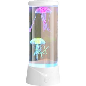 Generic Jellyfish Lamp with 7 Color Changing Effect LED Jellyfish Aquarium Tank Mood Lamp Aquarium Light Home Decor Gift for Kids Women Men (White)