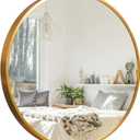 NeuType Round Mirror Circle Mirror 36 Inch Aluminum Alloy Frame Wall Mirror Large Vanity Hanging Decorative Mirrors for Entryway, Bathroom, Bedroom, Living Room, Black