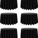 6-Pack Black Round Tablecloths, 120 Inches, Stain-Resistant Polyester for 5-6 Ft Round Tables - Washable Table Covers for Weddings, Banquets, Birthday Parties, Events