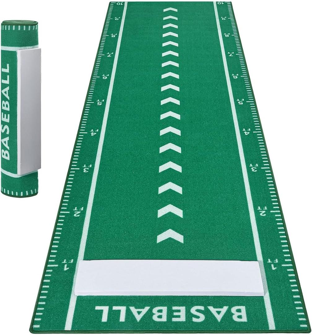 Softball Pitching Mat 10 x 3FT Baseball Batting Mat Non-Slip, Wear Resistant Portable Youth Softball Hitting Mat, Throwing Training Pad with Ruler