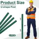 Gisafai 4 Pack 4ft Tall Green U Channel Sign Steel Post with Enamel Coating Heavy Duty Metal Sign Post with Pre Drilled Holes for Easy Mounting