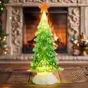 WONDER GARDEN Light Up Christmas Tree, 12 Acrylic Christmas Tree Snow Globe, Battery Operated Water Swirling Glitter Led Lights Christmas Decorations Figurines for Indoor for Tabletop