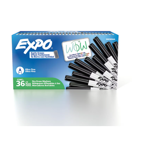EXPO Low Odor Dry Erase Markers Ultra Fine Tip Black 26 Count