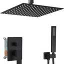 Matte Black Shower System Bathroom 12 Inch Rain Shower Head Ceiling Mount with Handheld Luxury High Pressure Shower Combo Set Shower Faucet Rough-in Valve Body and Trim Included