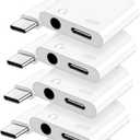 USB C to 3.5mm Headphone and Charger Adapter, Type C to Aux Jack Dongle Cable Cord with PD Fast Charging for iPhone 15/16/17 Pro/Max/Plus, iPad, Samsung Galaxy S22/S23/S24 Ultra, Note 20(5-Pack)