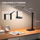 Desk Lamp with Charger, 10%-100% Stepless Dimmable & 5 Color Modes Study Lamp, Touch Control, 30-/60-minute Timer, USB Charging Output Port, CRI90, Eye-Caring Foldable LED Desk Lamps for Home Office