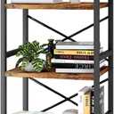 Homeiju Bookshelf, 3 Tier Industrial Bookcase, Metal Small Bookcase, Rustic Etagere Book Shelf Storage Organizer for Living Room, Bedroom, and Home Office(Rustic Brown) Patent Pending D29873033 (Vintage)