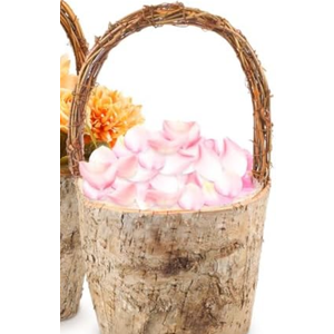 LemonRoad  Flower Girl Basket Retro Wooden Bark Style Small Baskets with Handles for Wedding Floral Decoration Wedding Flowers Candy Storage and Home Decoration