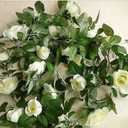 EdricShop 90cm Artificial Silk Rose Garland Fake Flower Ivy Vine Leaf Garland Plants 2 Bunches for Home Decor Wedding Arch Flowers - (Color: Ivory)