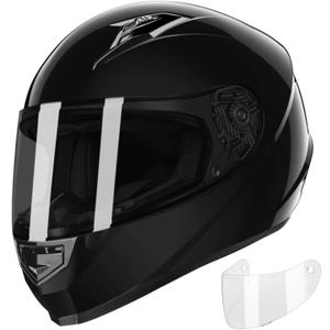 GLX Unisex-Adult GX11 Compact Lightweight Full Face Motorcycle Street Bike Helmet with Extra Tinted Visor DOT Approved (Black, Small)