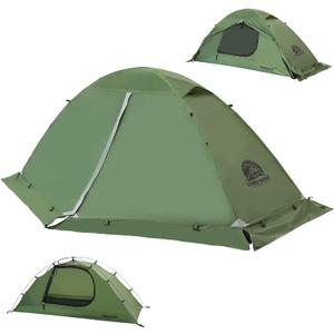 1 Person Backpacking Tent for 4-Season - Winter Waterproof Tent for One Person, Lightweight Camping Gear for Backpacking, Easy Set Up Cold Weather Essentials by Underwood Aggregator (Green)