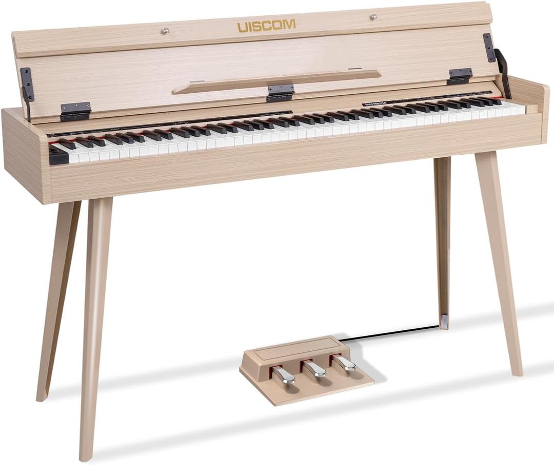 88 Key Weighted Home Digital Piano- Wooden Desk Electric Piano Transforms Between Desk and Vanity - Progressive Hammer-Action Keyboard, Perfect for Beginners with MIDI-Apricot