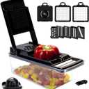 Pro Multifunctional Chopper - 10 in 1 Mandoline Slicer and Dicer, Veggie Chopper With 8 Blades, Carrot, Potato, Garlic (Black)