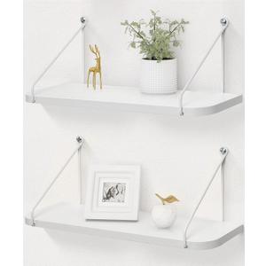 Afuly White Shelves for Wall, Floating Shelf Bathroom, Wall Mounted Shelves for Bedroom Living Room, Over Toilet Storage Display Organizer Modern Home Decor, 16 inch Set of 1
