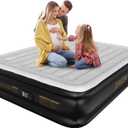 DIVON Air Mattress Queen with Built in Pump,Blow Up Mattress with Wave Pattern in 3 Mins,18'' Quick Inflatable Mattress, Luxury Airbed for Home&Camping,Black,660lbs (Grey)