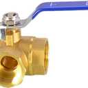 3-Way (T-Port) Ball Valve, NPT Female (1/2") Made of Forged Brass Lever Handle Ball Valve Switch for Water Pipe Natural Gas