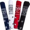 Bandanas for Men & Women, Paisley Bandanas, Bandanas for Face Mask, 4 Pack, 100% Cotton Bandanna by Tigerdoe