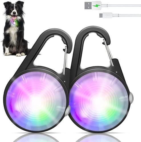 Dog Collar Light, 4 Modes Dog Lights for Night Walking, Rechargeable LED Pet Collar Light for Nighttime Clip on, IP68 Waterproof Pet Walking Accessories-2 Pack(Black) : Pet Supplies