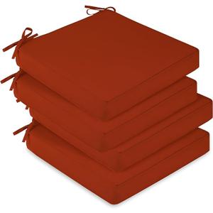 Basic Beyond Outdoor Chair Cushions Set of 6, Square Corner Outdoor Cushions for Patio Furniture, Water Resistant Patio Chair Cushions with 2 Ties, 18.5x16x3, Brick Red